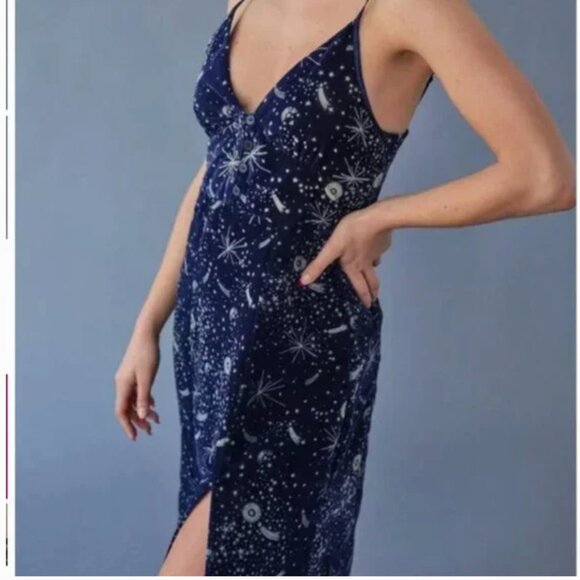 ⭐️ Roof Tops Peasant Boho Hipster Minimal Modern Art Sky Hippie Moon Star Dress - Picture 5 of 6